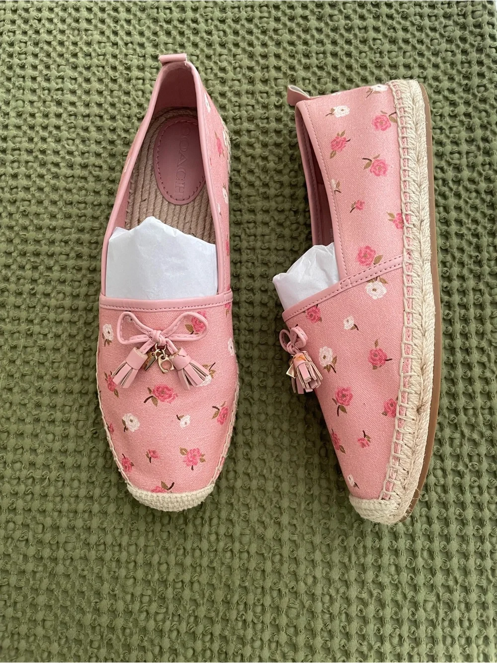 Coach Pink Floral Slip-On Espadrille Loafers - Women's